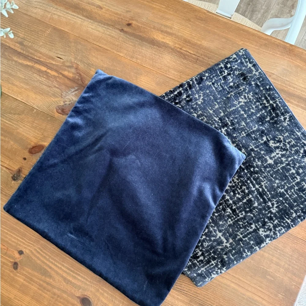 West Elm Navy and Gray Textured Cushion Cover